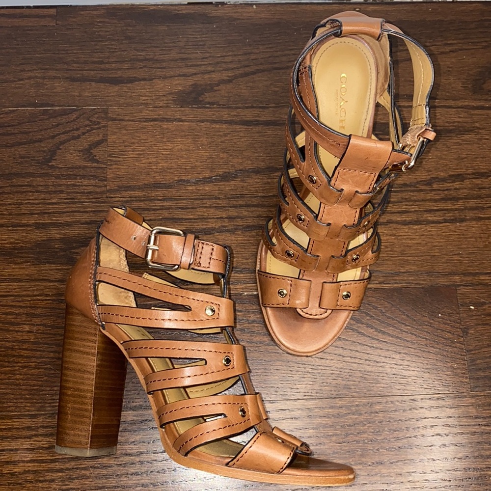 COACH Ginny Leather Cage Sandal